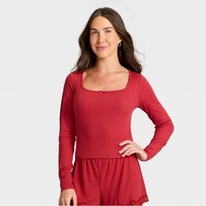 NWT Auden soft ribbed long sleeve pajama top size Medium